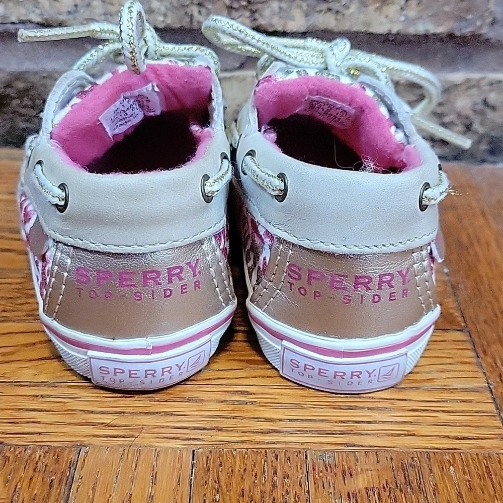 Sperry Top Sider Baby Boat Shoes Pink Leopard Print  Size 2